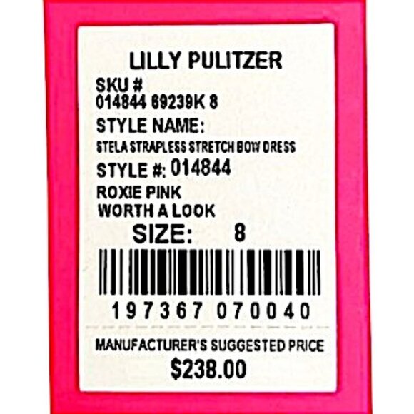Lilly Pulitzer Stela Strapless Dress in Roxie Pink/Worth A Look NWT - Size 8 - Picture 8 of 9